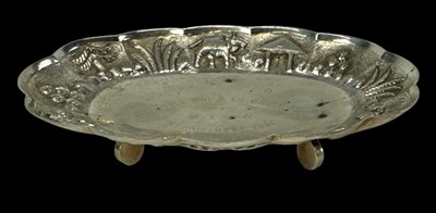 Lot 1175 - An Indian sterling silver pin dish, the border...