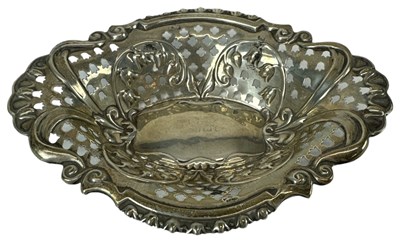 Lot 1222 - A small pierced hallmarked silver dish (rubbed...