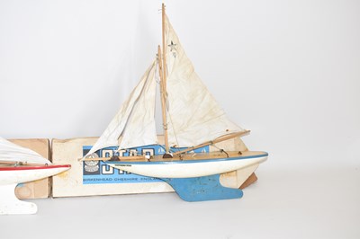 Lot 657 - Two Star pond yachts, one with blue and white...