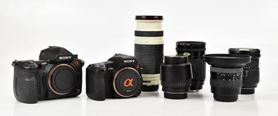 Lot 394 - SONY; two Sony DSLR cameras, comprising a Sony...