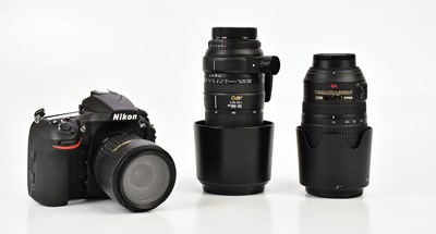 Lot 379 - NIKON; a Nikon D810 DSLR camera, with three...