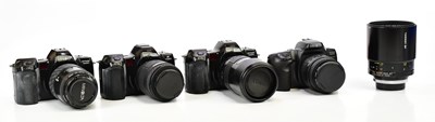 Lot 438 - MINOLTA; four Minolta 35mm film cameras with...