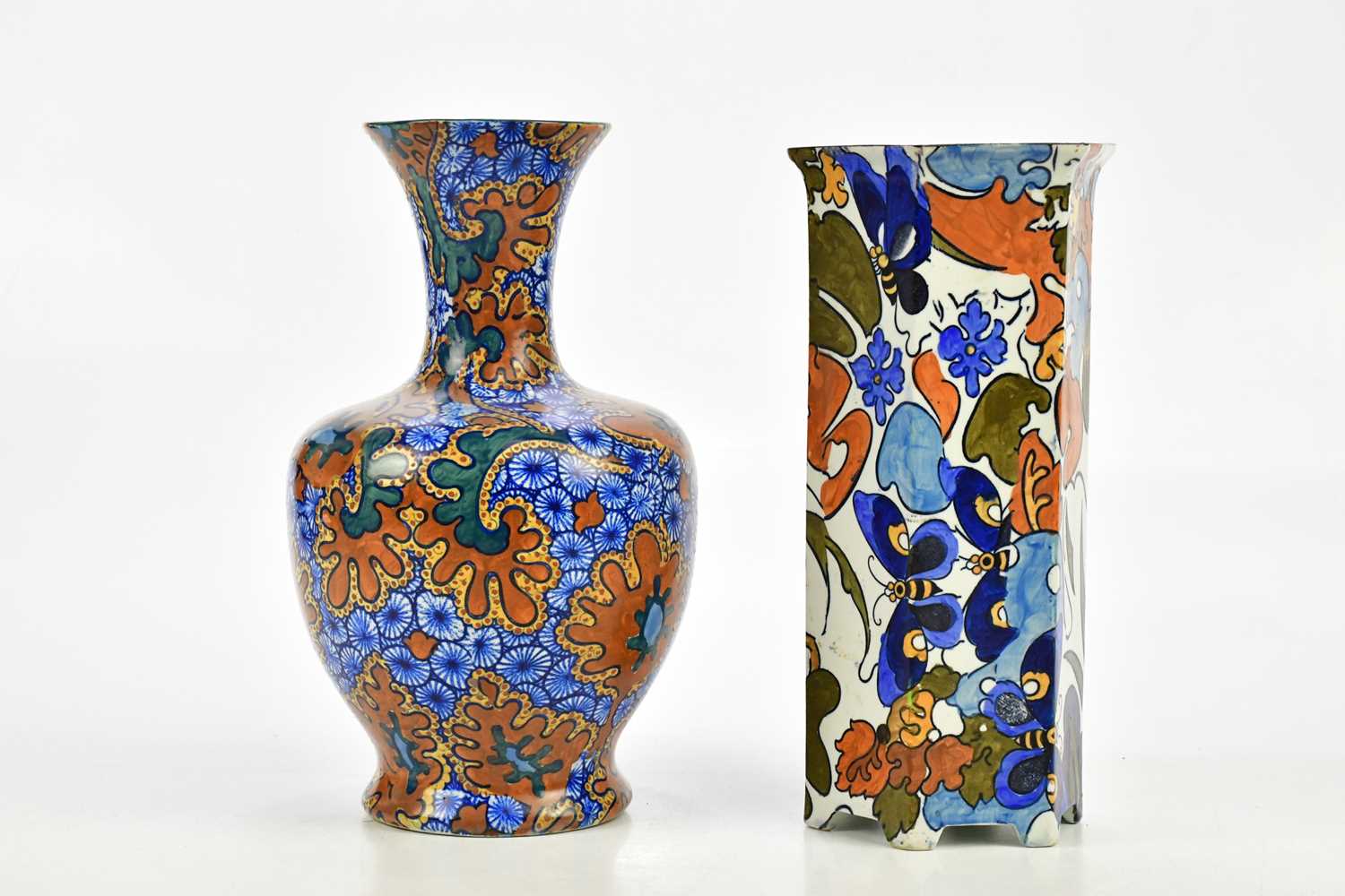 Frederick Rhead Fish Lot 2351 - FREDERICK RHEAD; a hexagonal vase in the