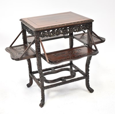 Lot 58 - A Chinese hardwood serving table, 70 x 50 x 45cm.