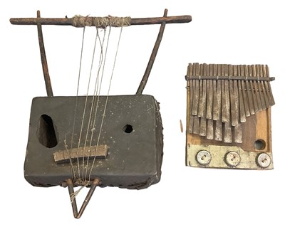 Lot 1066 - An African box lyre and a mbira (2).