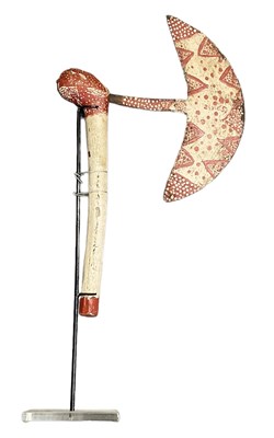 Lot 1072 - An African axe with painted decoration, on...