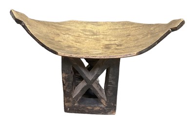 Lot 589 - An African hardwood Ashanti stool, 71 x 43cm.