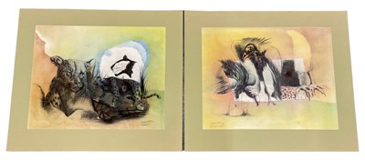 Lot 302 - DUMISANI SIBISI; a pair of pastel/crayon...