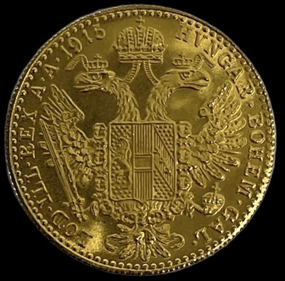 Lot 1429 - An Austrian 1915 ducat gold coin, diameter 2cm,...