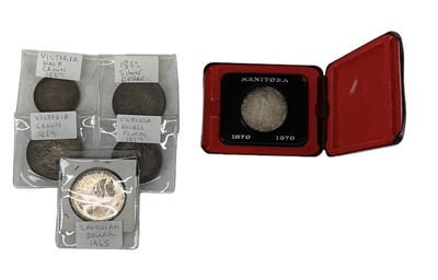 Lot 1434 - A group of silver coinage including a Victoria...