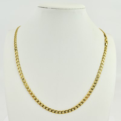 Lot 1097 - A flat link curb necklace with lobster claw...