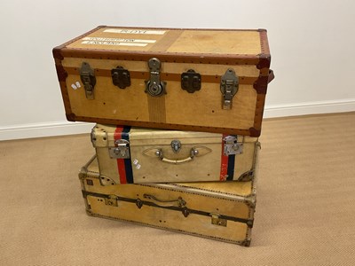 Lot 13 - An early 20th century vellum travel trunk with...