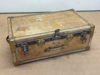 Lot 50 - An early 20th century vellum travel trunk with...