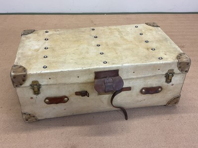 Lot 65 - An early 20th century vellum travel trunk with...