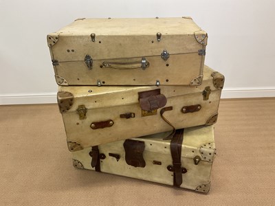 Lot 14 - An early 20th century vellum travel trunk with...