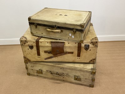 Lot 15 - An early 20th century vellum travel trunk with...