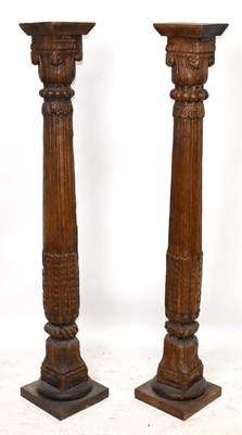 Lot 1518 - A pair of Anglo-Indian carved and stained wood...