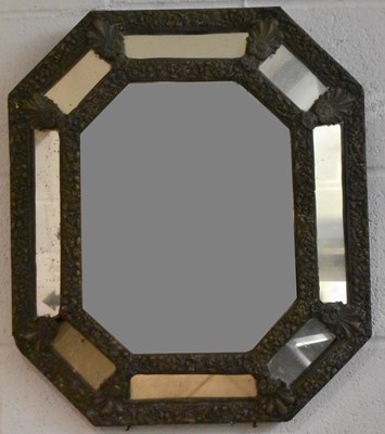 Lot 67 - A 19th century white metal framed wall mirror,...