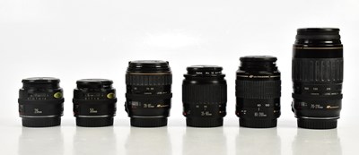 Lot 507 - CANON; six Canon lenses, comprising a 28mm...