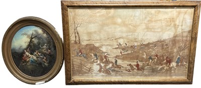 Lot 292 - A large 19th century engraving, hunting scene,...