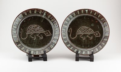 Lot 428 - Abuja Pottery; a pair of stoneware plates...