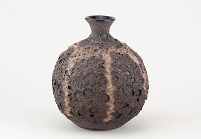 Lot 385 - LIZ ANSPOKS; a stoneware moon jar covered in...