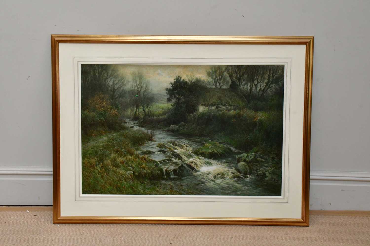 Lot 1555 - TOM CLOUGH (1867-1943); watercolour, river...