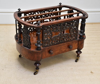 Lot 1162 - A Victorian walnut three division Canterbury...