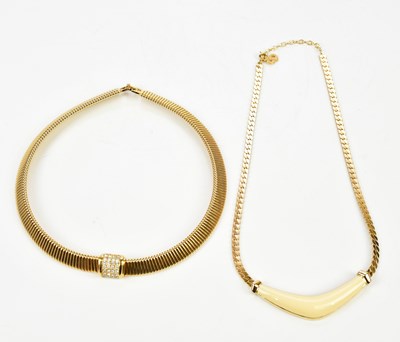 Lot 880 - CHRISTIAN DIOR; a gold tone choker with...
