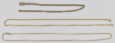 Lot 1312 - A group of three 9ct yellow gold fine link...