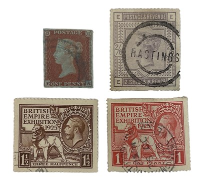 Lot 484 - A Queen Victoria 1d red, Victoria 2/6, a...