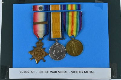 Lot 370 - A WWI 1914 Old Contemptibles medal trio...