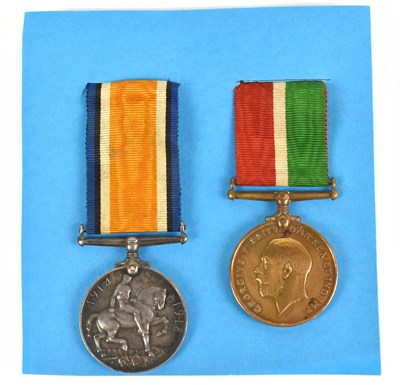 Lot 408 - A WWI Mercantile Marine Medal pair awarded to...