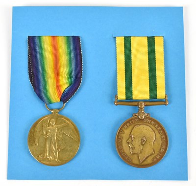 Lot 402 - A WWI Territorial Medal pair awarded to 1154 D....