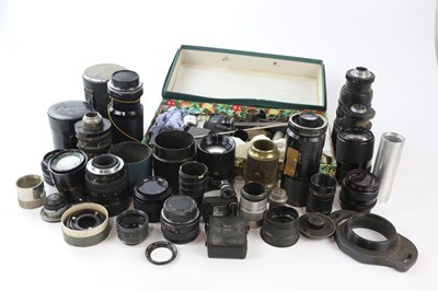 Lot 531 - A collection of camera lenses and other lenses,...