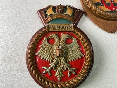Lot 35 - Three naval plaques; HMS Torquay H; 21cm, HMS...