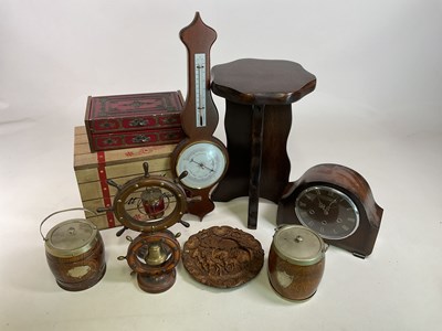 Lot 87 - A Smith's mantel clock and other wooden...