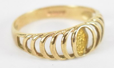 Lot 1385 - A 9ct yellow gold ring, size K, approx 1.5g.