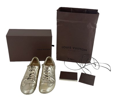 Lot 400 - LOUIS VUITTON; a pair of lady's metallic...