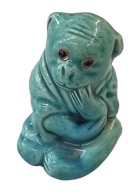 Lot 627 - BURMANTOFTS; a turquoise glazed figure of a...