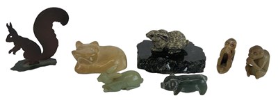 Lot 366 - Seven assorted hardstone, soapstone and other...