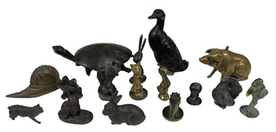 Lot 694 - Sixteen assorted bronze, brass and other...