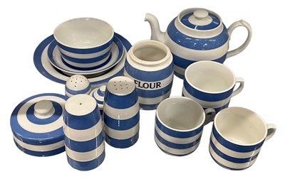 Lot 638 - CORNISHWARE; a small quantity of blue and...