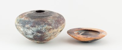 Lot 455 - NICHOLAS MARSH; a raku vessel with impressed...