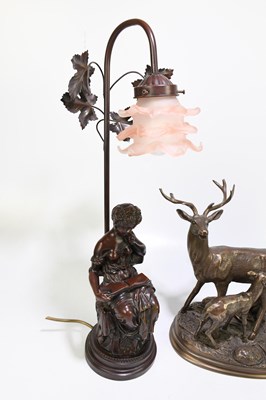 Lot 218 - A reproduction Art Nouveau lamp with floral...