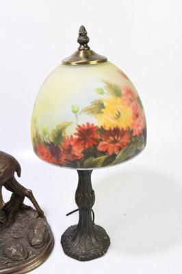 Lot 218 - A reproduction Art Nouveau lamp with floral...