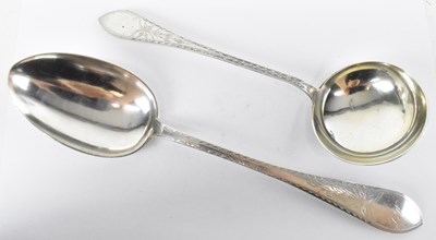 Lot 1134 - A large Danish silver serving spoon stamped 'L...