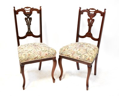 Lot 15 - Four late 19th/early 20th century mahogany dining chairs