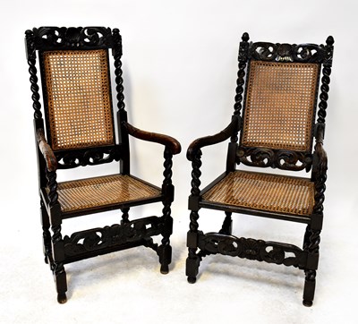 Lot 6 - Two similar reproduction 17th century style armchairs