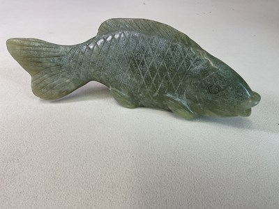 Lot 132 - A large Chinese carved jade model of a fish,...